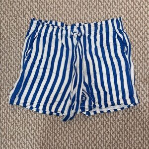 Blue and White Striped Shorts